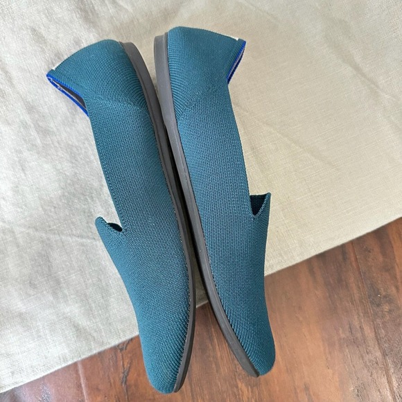 ROTHY'S Neon Stripe Loafers in Bottle Blue Round Toe RETIRED - Picture 6 of 13